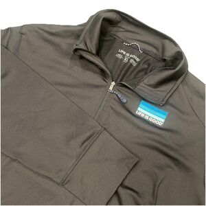 Life is Good Men's Active Quarter Zip Pullover LIG Stripes Black XL Thumb Hole